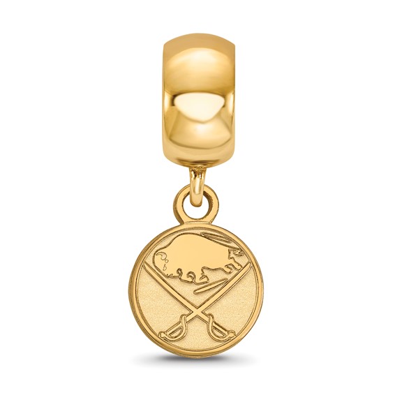 Sterling Silver Gold-plated NHL LogoArt Buffalo Sabres Extra Small Dangle Bead