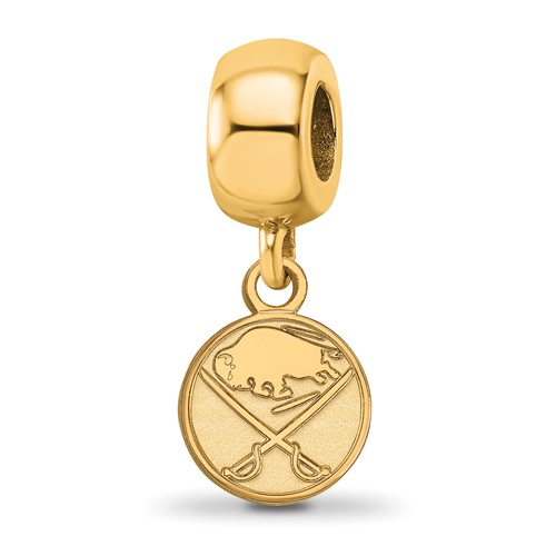 Sterling Silver Gold-plated Nhl LogoArt Buffalo Sabres Extra Small Dangle Bead