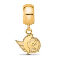 Sterling Silver Gold-plated Nhl LogoArt Ottawa Senators Extra Small Dangle Bead Charm view 3