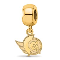 Sterling Silver Gold-plated Nhl LogoArt Ottawa Senators Extra Small Dangle Bead Charm view 1