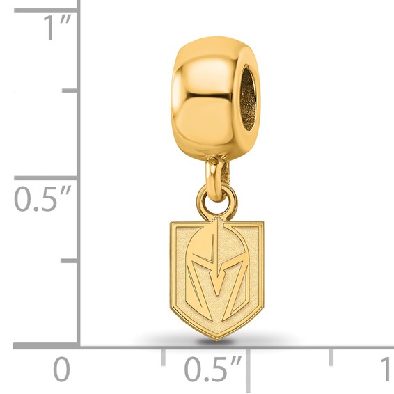 Sterling Silver Gold-plated NHL LogoArt NHL Vegas Golden Knights Extra Small Dangle Bead Charm