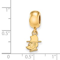 Sterling Silver Gold-plated LogoArt Appalachian State University Mountaineer Extra Small Dangle Bead Charm view 2