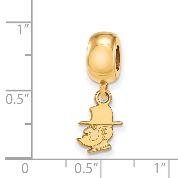 Sterling Silver Gold-plated LogoArt Appalachian State University Mountaineer Extra Small Dangle Bead Charm