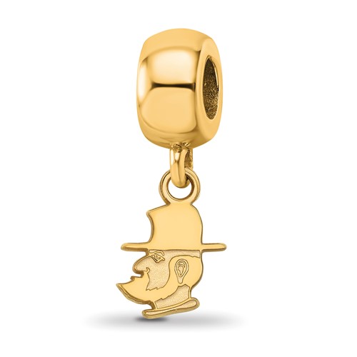 Sterling Silver Gold-plated LogoArt Appalachian State University Mountaineer Extra Small Dangle Bead Charm