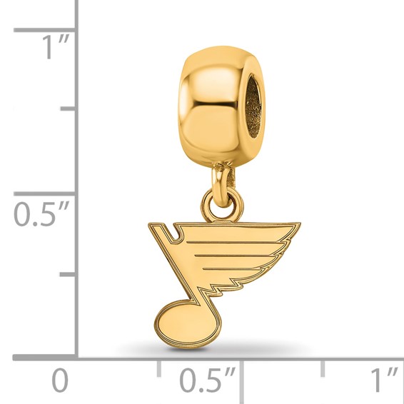 Sterling Silver Gold-plated NHL LogoArt St. Louis Blues Extra Small Dangle Bead Charm