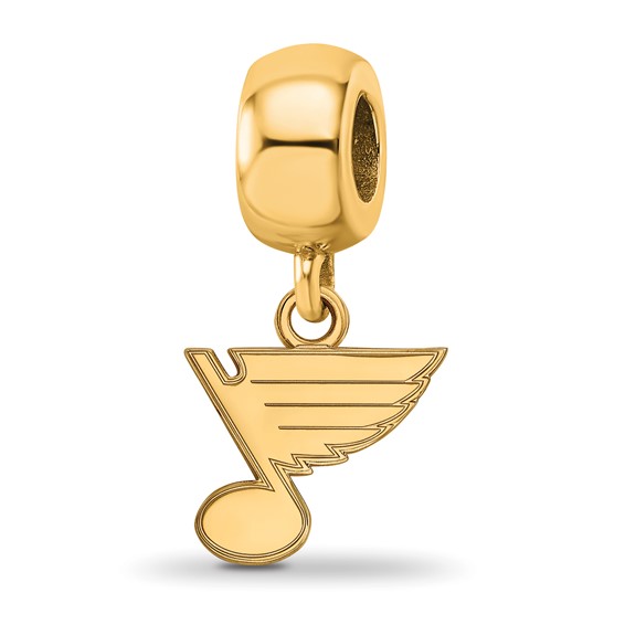 Sterling Silver Gold-plated NHL LogoArt St. Louis Blues Extra Small Dangle Bead Charm