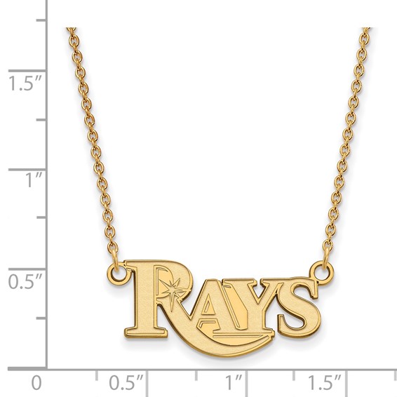 14k Gold Major League Baseball LogoArt Tampa Bay Rays Script Small Pendant Necklace