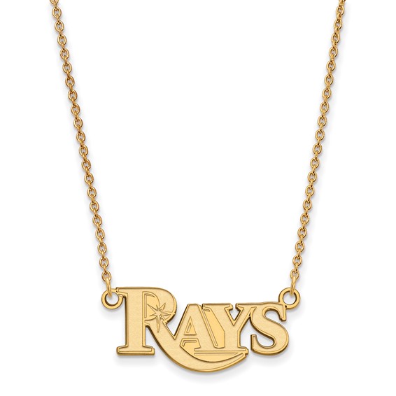 14k Gold Major League Baseball LogoArt Tampa Bay Rays Script Small Pendant Necklace