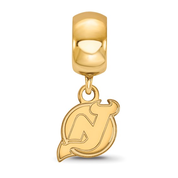 Sterling Silver Gold-plated NHL LogoArt New Jersey Devils Extra Small Dangle Bead Charm