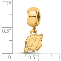Sterling Silver Gold-plated Nhl LogoArt New Jersey Devils Extra Small Dangle Bead Charm view 2