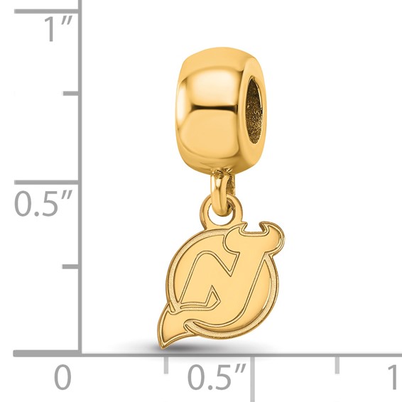 Sterling Silver Gold-plated NHL LogoArt New Jersey Devils Extra Small Dangle Bead Charm