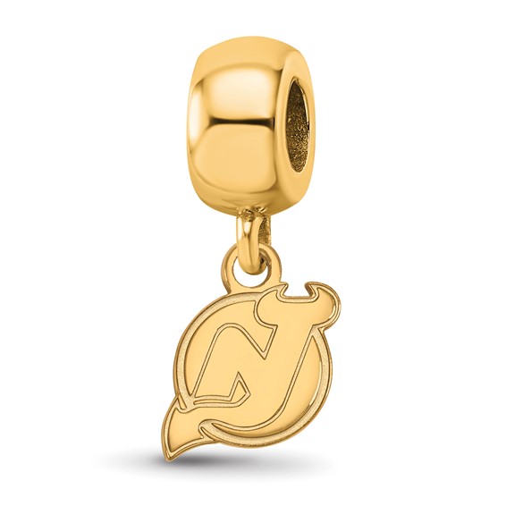 Sterling Silver Gold-plated NHL LogoArt New Jersey Devils Extra Small Dangle Bead Charm