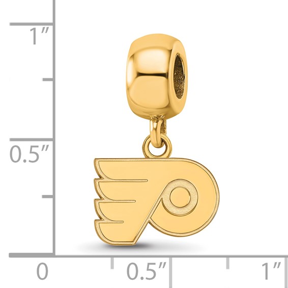 Sterling Silver Gold-plated NHL LogoArt Philadelphia Flyers Extra Small Dangle Bead Charm
