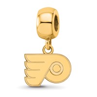Sterling Silver Gold-plated Nhl LogoArt Philadelphia Flyers Extra Small Dangle Bead Charm view 1