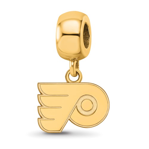 Sterling Silver Gold-plated Nhl LogoArt Philadelphia Flyers Extra Small Dangle Bead Charm