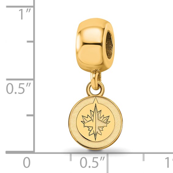 Sterling Silver Gold-plated NHL LogoArt Winnipeg Jets Extra Small Dangle Bead Charm