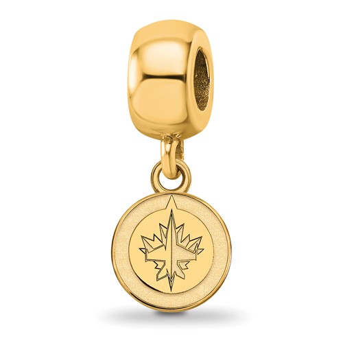 Sterling Silver Gold-plated Nhl LogoArt Winnipeg Jets Extra Small Dangle Bead Charm
