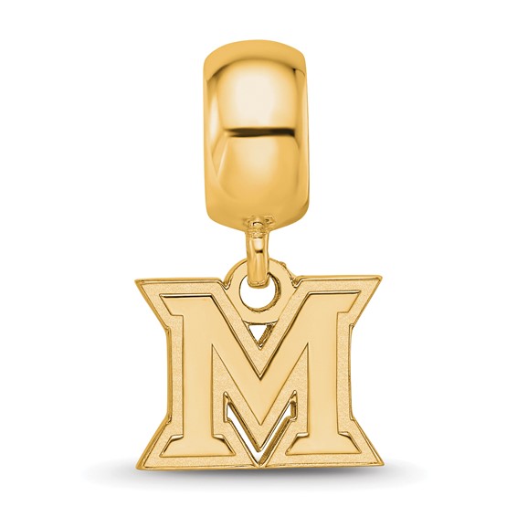 Sterling Silver Gold-plated LogoArt Miami University Ohio Letter M Extra Small Dangle Bead Charm