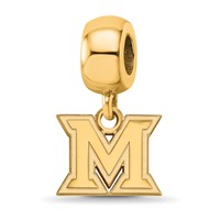Sterling Silver Gold-plated LogoArt Miami University Ohio Letter M Extra Small Dangle Bead Charm view 1
