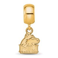 Sterling Silver Gold-plated LogoArt Northern Illinois University N-i-u Huskies Extra Small Dangle Bead Charm view 4