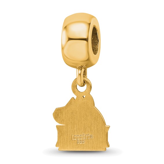 Sterling Silver Gold-plated LogoArt Northern Illinois University N-I-U Huskies Extra Small Dangle Bead Charm