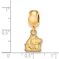 Sterling Silver Gold-plated LogoArt Northern Illinois University N-i-u Huskies Extra Small Dangle Bead Charm view 3