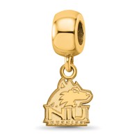 Sterling Silver Gold-plated LogoArt Northern Illinois University N-i-u Huskies Extra Small Dangle Bead Charm view 1