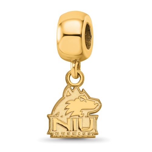 Sterling Silver Gold-plated LogoArt Northern Illinois University N-i-u Huskies Extra Small Dangle Bead Charm
