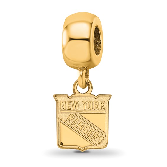 Sterling Silver Gold-plated NHL LogoArt New York Rangers Extra Small Dangle Bead Charm