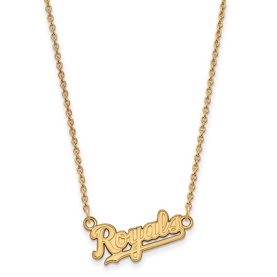 10k Gold Major League Baseball LogoArt Kansas City Royals Script Pendant Necklace