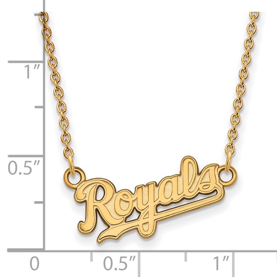 10k Gold Major League Baseball LogoArt Kansas City Royals Script Pendant Necklace