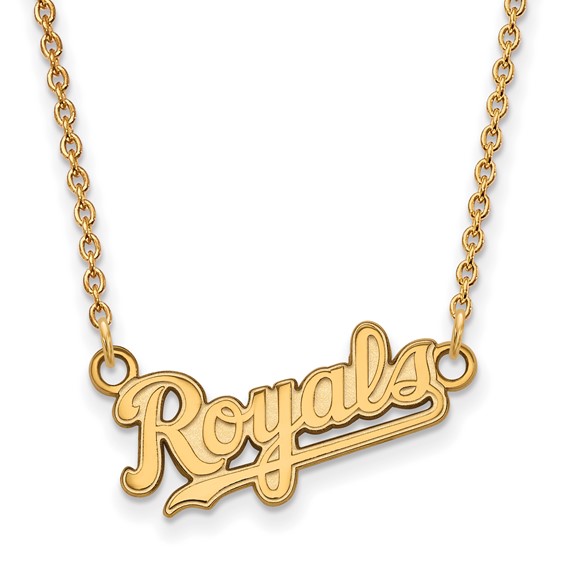 10k Gold Major League Baseball LogoArt Kansas City Royals Script Pendant Necklace