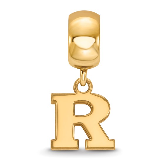 Sterling Silver Gold-plated LogoArt Rutgers University Letter R Extra Small Dangle Bead Charm