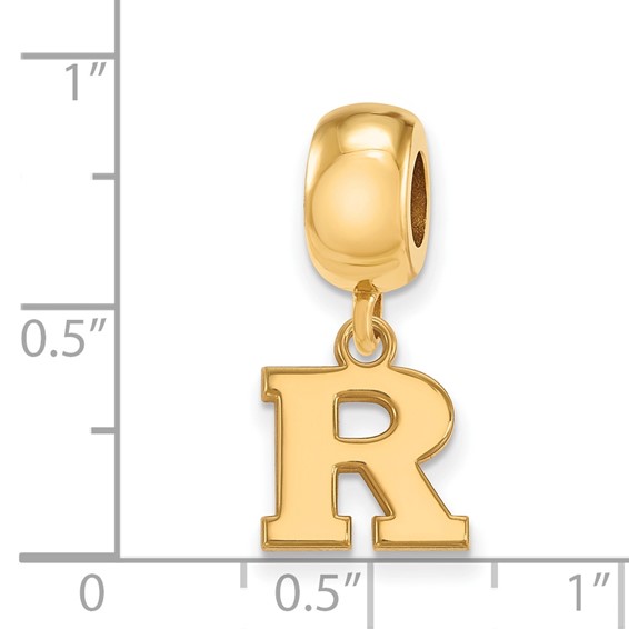 Sterling Silver Gold-plated LogoArt Rutgers University Letter R Extra Small Dangle Bead Charm