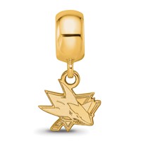 Sterling Silver Gold-plated Nhl LogoArt San Jose Sharks Extra Small Dangle Bead Charm view 4