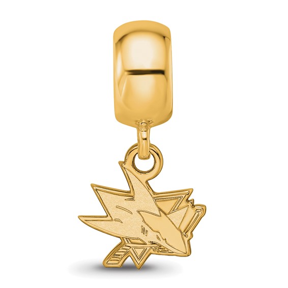 Sterling Silver Gold-plated NHL LogoArt San Jose Sharks Extra Small Dangle Bead Charm