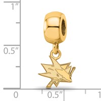 Sterling Silver Gold-plated Nhl LogoArt San Jose Sharks Extra Small Dangle Bead Charm view 3