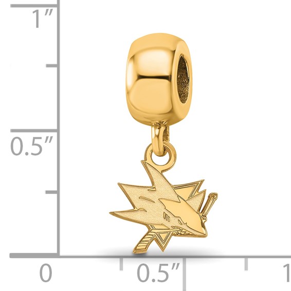 Sterling Silver Gold-plated NHL LogoArt San Jose Sharks Extra Small Dangle Bead Charm
