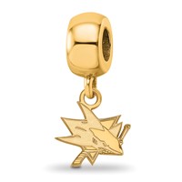 Sterling Silver Gold-plated Nhl LogoArt San Jose Sharks Extra Small Dangle Bead Charm view 1