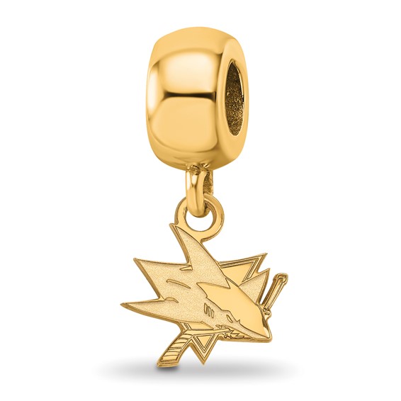 Sterling Silver Gold-plated NHL LogoArt San Jose Sharks Extra Small Dangle Bead Charm
