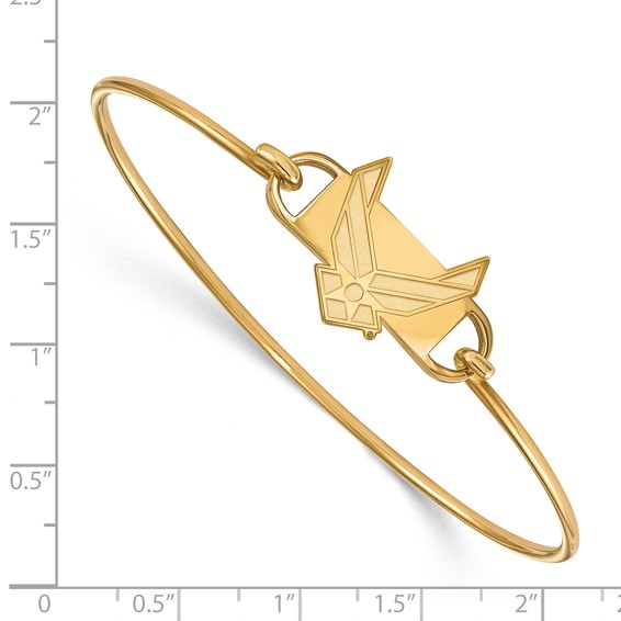 Sterling Silver Gold-plated LogoArt U.S. Air Force Small Center 7 inch Wire Bangle