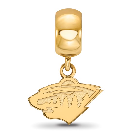 Sterling Silver Gold-plated NHL LogoArt Minnesota Wild Extra Small Dangle Bead