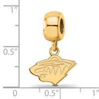 Sterling Silver Gold-plated Nhl LogoArt Minnesota Wild Extra Small Dangle Bead view 2