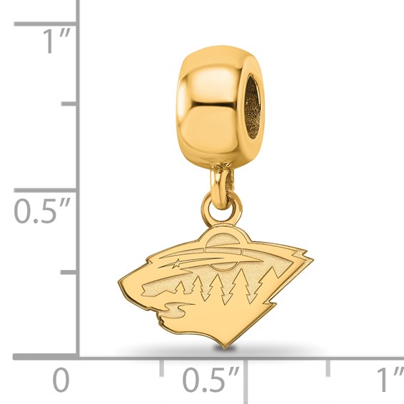 Sterling Silver Gold-plated NHL LogoArt Minnesota Wild Extra Small Dangle Bead