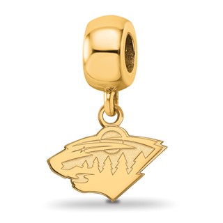 Sterling Silver Gold-plated NHL LogoArt Minnesota Wild Extra Small Dangle Bead