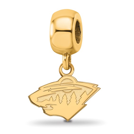 Sterling Silver Gold-plated NHL LogoArt Minnesota Wild Extra Small Dangle Bead