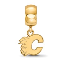 Sterling Silver Gold-plated Nhl LogoArt Calgary Flames Letter C Extra Small Dangle Bead view 3