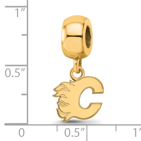 Sterling Silver Gold-plated NHL LogoArt Calgary Flames Letter C Extra Small Dangle Bead