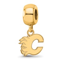 Sterling Silver Gold-plated Nhl LogoArt Calgary Flames Letter C Extra Small Dangle Bead view 1