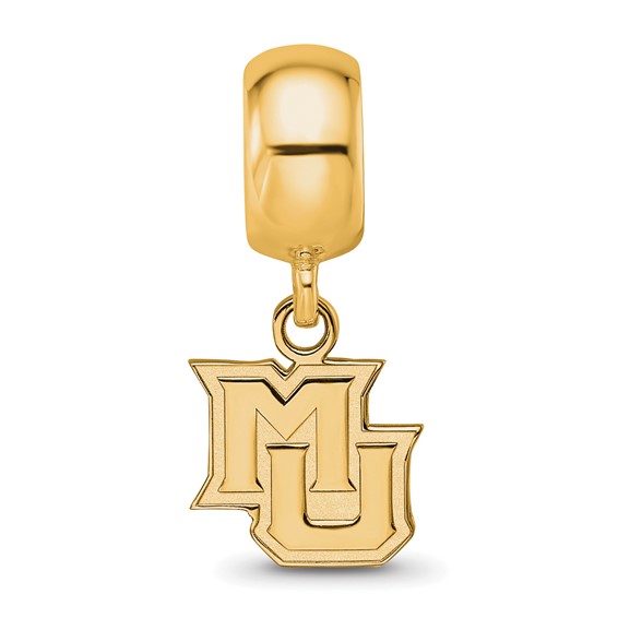 Sterling Silver Gold-plated LogoArt Marquette University M-U Extra Small Dangle Bead Charm